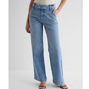 Express High Waist Medium Wash Wide Leg Jeans Women’s Size 6R Boho Retro 90s
